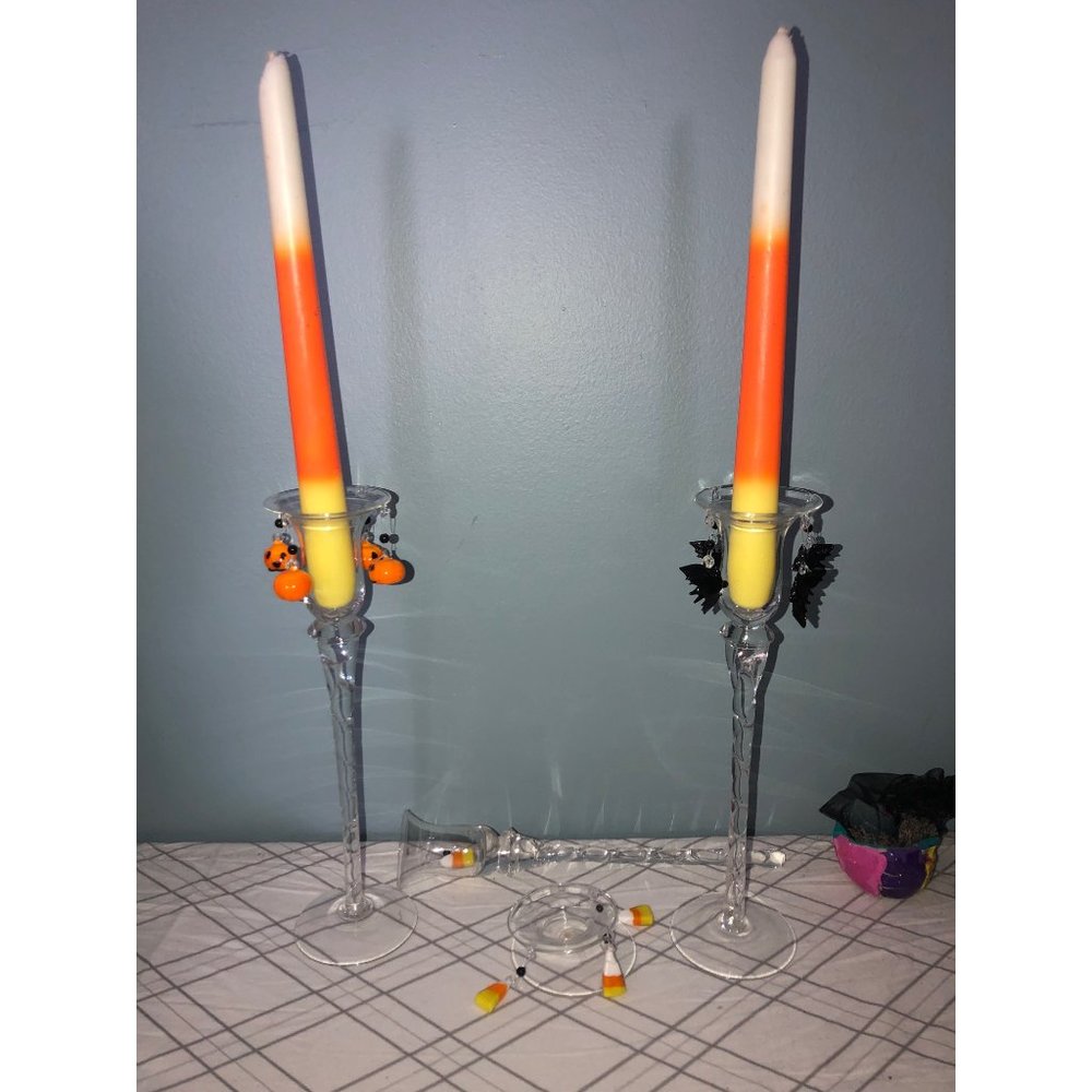 Halloween candle holders with 2 candles